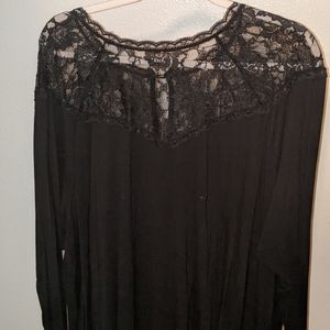 (1) Long sleeve shirt is with lace neckline.